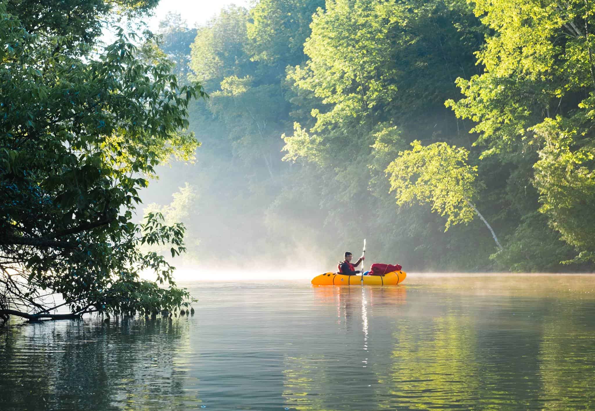 Early morning packraft commute on the Rouge River, Toronto